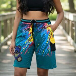 Elite Premium Denim Junior‎ Paintball Drawstring Knit Shorts Girls  Sz 14-16